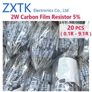 CHIP IC 20PCS 2W Carbon Film Resistor 5% color ring 0.1-9.1 ohm 0.1R 0.15R 0.22R 0.33R 0.47R 0.5R 1R