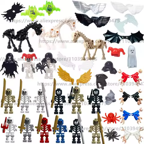 MOC Halloween Accessories Building Blocks Skeleton Soldier Knight Legion Horse Angle Golden Wings Gr