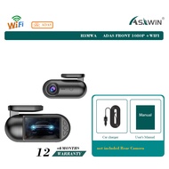 กล้องติดรถยนต์ WIFI Dash Cam ด้านหน้าและด้านหลัง GPS ADAS เลนส์คู่ Asawin H3 2.45 นิ้ว IPS Fhd 1080P