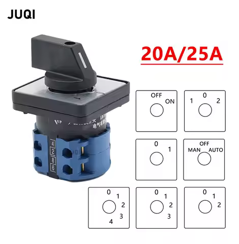 LW26-20A/25A Transfer switch 2 floors LW26 Series 2/3/4 Position 8 Terminals Universal Rotary Select