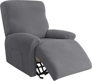 Stretch Recliners Cover 4 Pieces Jacquard Lazy Boy Chair Clad with Side Pocket Sofa Slipcover