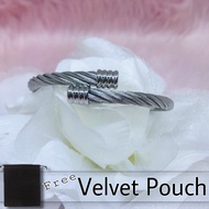 Unisex Stainless Steel Cable Wire Bangle - Silver