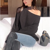 cute knitwear knitwear woman baggy knitwear woman plus size Korea Strapless Halterneck Sweater - Aut