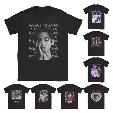 Kpop Taehyung V Men's T Shirts Crazy Tee Shirt Short Sleeve O Neck T-Shirts Cotton Plus Size Clothes