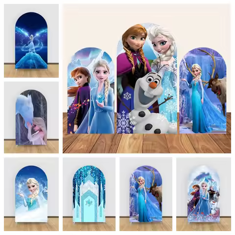 Frozen Birthday Arched Background Cover Elastic Background Snowflake Olaf Anna Elsa Baby Shower Arch