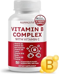 Vitamin B Complex Vitamin B1, B2, 6,9,12 Niacin, with Vitamin C - Support Brain Health, Energy Level