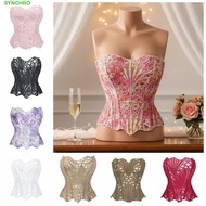 SYNCHRO Lace Fishbone Shapewear, Hollow Flower Shapers Underwear for Women, Bottoming Shirt Sleevele