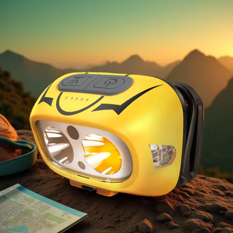 SUPERFIRE HL05-S Powerful LED Headlamp Yellow/White Light Camping Lantern Motion Sensor Rechargeable