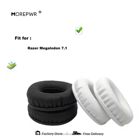 Morepwr New Upgrade Replacement Ear Pads for Razer Megalodon 7.1 Headset Parts Leather Cushion Velve