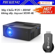 [ Genuine ] Mini Projector Combo Running W2S High Quality Bluetooth Wifi Connection + Anycast M100 W