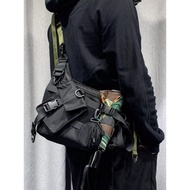Unisex MOLLE System Messenger_38 Crossbody Bag c/w Removable Handphone Bag &amp; Earpiece Bag in High Quality Black P-Nylon