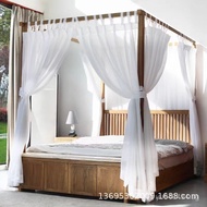 Old Elm Wood with Solid Wood Bed Frame Simple Bed Curtain Homestay Furniture Storage Box Canopy Mode