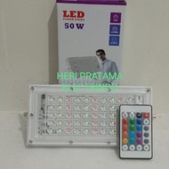 LAMPU SOROT LED RGB 50W 50 W 50WATT 50 WATT REMOT WARNA WARNI HITATO