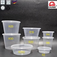 (SUPER MURAH) ROUND CONTAINER R25/R30/R16/R20/R250/R2 DISPOSABLE PLASTIC CONTAINER WITH LID FRIENDLY