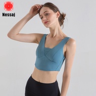 Nessaj High Stretch Nylon Low Neck Gym Top Yoga Sport Bra 2423WX