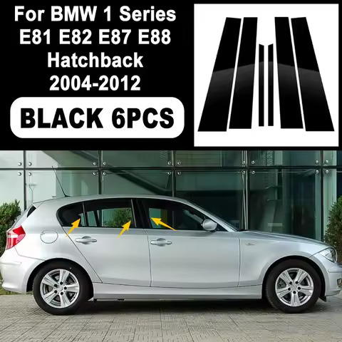 Glossy Black B C Pillar Post Cover Car Sticker For BMW 1 Series E81 E82 E87 E88 Hatchback 04-12 Wind