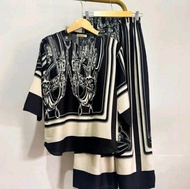 SETELAN WANITA TERBARU MOTIF BUNGA COMBI CELANA POLOS BAHAN KAIN RAYON TWILL KEKINIAN