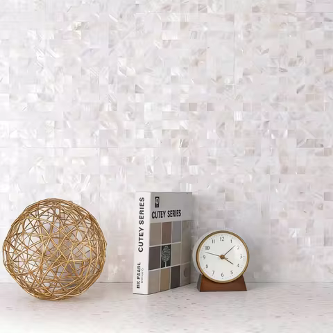 Peel and Stick white Mother of Pearl Mosaic Tiles Self Adhesive seashell Mosaic (11 sheets Pack) for