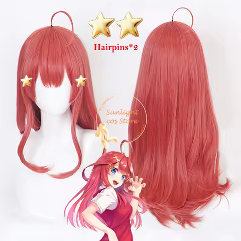 Anime COS Nakano Itsuki Cosplay Wig Long Cruly Red Women Nakano Itsuki Wigs Resistant Synthetic Hair