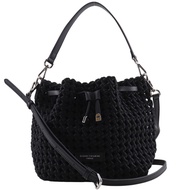 Gianni Chiarini Fiore 肩背包，兩用，尼龍 x 皮革，黑色，斜背包，單肩包，手提包，抽繩，女士 [二手]