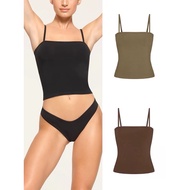 Skims New Vintage Straight Neck Cami Crop Tank Top Shirt Black Brown Green