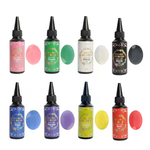 50g Opaque Colored UV Resin Kit, Solid Colored UV Resins, Rigid Ultraviolet Clear Resin for Crafts, 