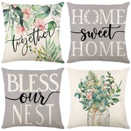 Green Plant Pillow Cover 40x40/45x45/50x50cm Linen Pillow Case Home Decor
