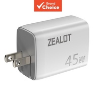 ZEALOT C35 US Plug 45W Fast Charger with Smart Power Control, 2 USB-C and 1 USB-A Ports, Reliable St