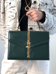 【日本直送 名牌中古包】GUCCI 古馳 手提包 綠色 皮帶 綴飾  સિલ્વી (Sylvie) vintage 古著 復古 絕版 2vw4nm