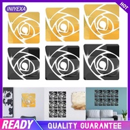 [Iniyexa] Mirror Stickers Floral Pattern Wall Stickers Wall Decor Self Adhesive Floral for Tiles Walls