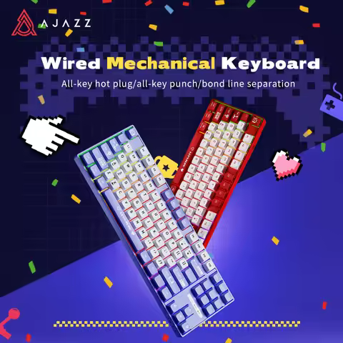 AJAZZ AK870 MC Wired Mechanical Gaming Keyboard Hot-Swappable 87-Key with Satellite Switches ABS Key