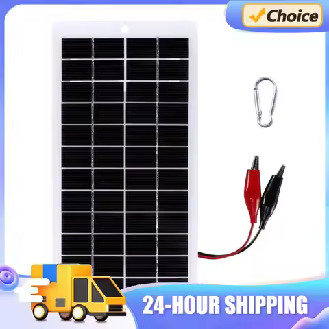 10W Battery Charger with Carabiner 12V Solar Power Charger Polysilicon Solar Charger Plate Portable 