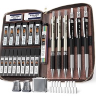 STAGEEK mechanical pencil set, leather case, metal drawing mechanical pencil set with 0.5, 0.7, 0.9 