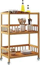 sogesfurniture Bamboo Kitchen Serving Trolley Cart 3 Tier Kitchen Storage Rack Serving Trolley on wh