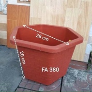 FA380 hexagonal plastic pot, diameter 28cm, thick brick red, type 1