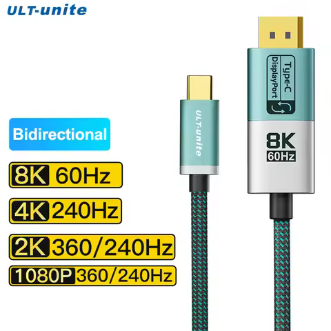USB C to DisplayPort 1.4 Cable 8K60Hz 4K240Hz Bidirectional DP to Type C to DP Cord For MacBook Pro/
