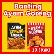 Banner Bunting Ayam Goreng Crispy / Bahan Iklan Saiz 2x3 Kaki