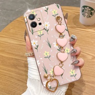 เคส YBD สำหรับ Vivo Y75 T1 5G IQOO Z7 Z6 Z7X V7ดอกไม้เล็กๆ2017ดอกไม่ตกเคสโทรศัพท์พร้อมฝาครอบป้องกันส