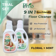 Phio 9 in 1 Trial Set Mint & Floral 1000ml 9 In 1 | Wax Protection Floor Cleaner 1L Wangi & Berkilat