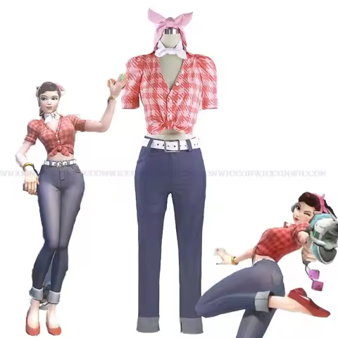 Game OW DVA Hana Song Cosplay Women Outfit Girls Sweet Top Pants Suit Costume Over Watch Skin Cruise