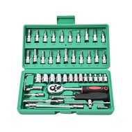 Rikopin Socket Wrench Set 6.3mm (1/4 inch) Car Wrench Sleeve Ratchet Wrench 46 Socket Driver Combina