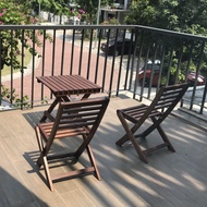 [Freeship] Bộ bàn 2-4 ghế café mini xếp gọn ngoài trời IBIE Manis Lombok gỗ dầu màu tự nhiên tùy chọ