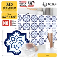 Taza 3D Tiles Sticker Kitchen Bathroom Wall Tiles Sticker Self Adhesive Backsplash Clever Mosaic 5.9x5.9inch