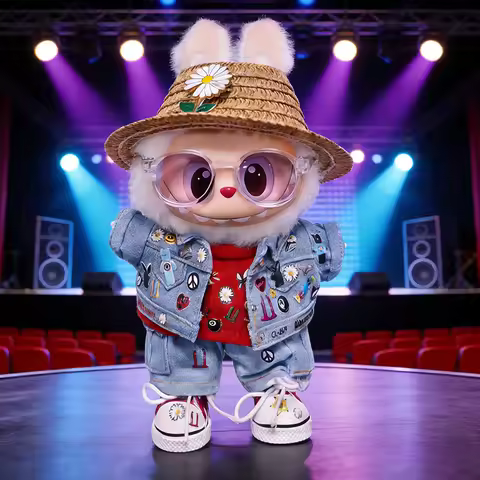 For 17cm Labubu Clothing Korean Idol Gd Same Style cowboy suit set Labubu dolls Clothes G-Dragon sam