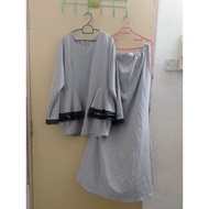 preloved kurung grey