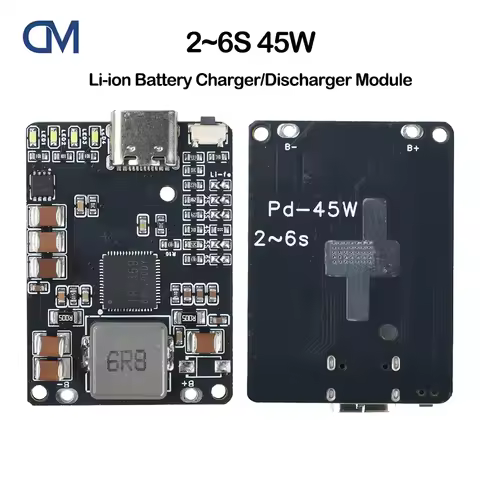 2S~6S 45W lithium Battery Charging Discharging Module Li-ion/LiFePO4 Batteries Charger Type-c Interf