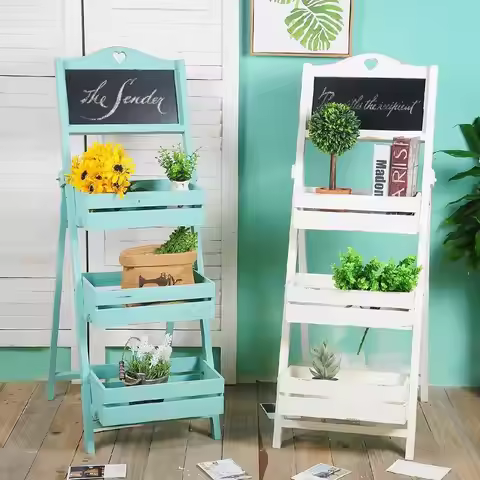 Blackboard Meaty Floor to Floor Flower Shelf Multi layered Shelf Decoration Creative Clothing Shop C