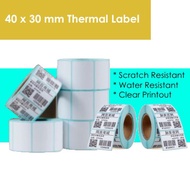 Melpos] Thermal Sticker Label Rolls Various Sizes 40x30 / 50x30 / 60x30 / 60x40 / 70x40 / 100x50 / 1