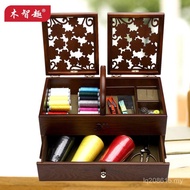 Wooden Dresser Household Cosmetics Wooden Box Wooden Sewing Box Rectangular Covered Carved Large Sto