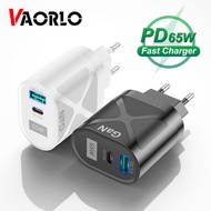 VAORLO 65W GaN Charger Adapter PD 33W+QC3.0 Travel Charger Type C Cable Charger Quick Charge Phone Charger For Samsung infinix OPPO Huawei Xiaomi